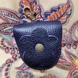 Portland Leather Goods Petunia Pouch/Keychain in Cobalt Pebbled Leather